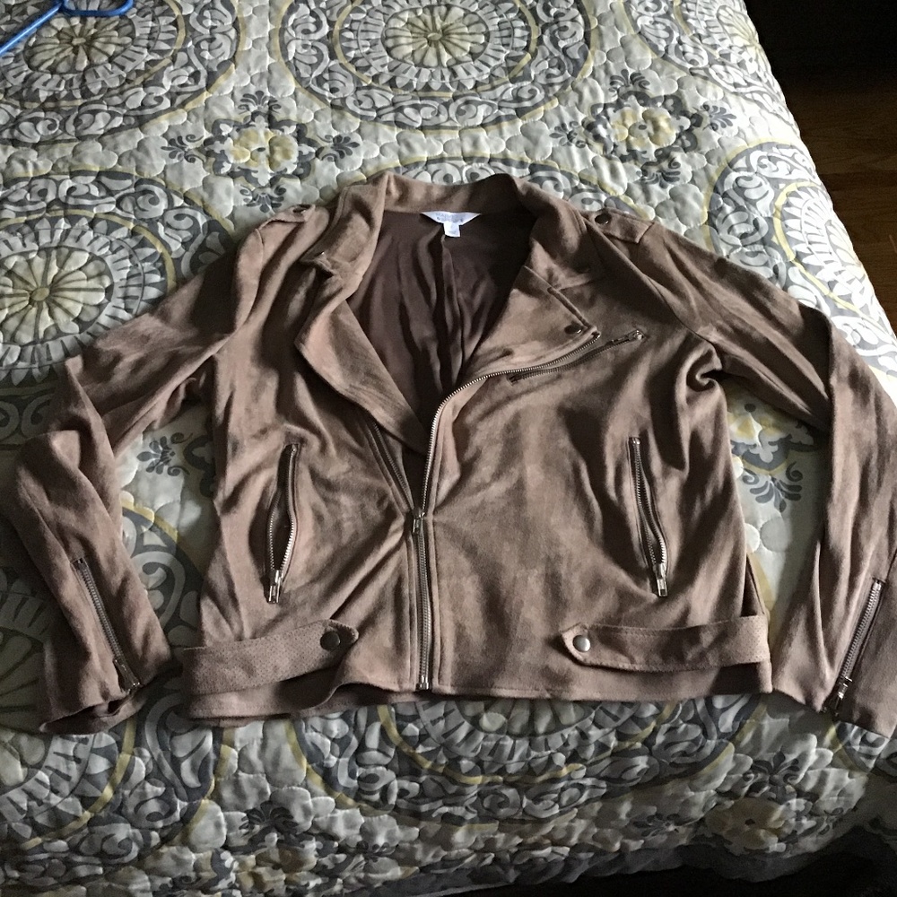 Faux suede moto jacket
